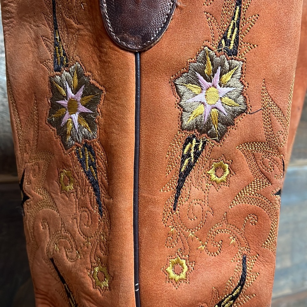 Sonora by Double H Boots Womens 9 Western Floral Embroidered Leather Cowgirl OSU - Picture 8 of 16